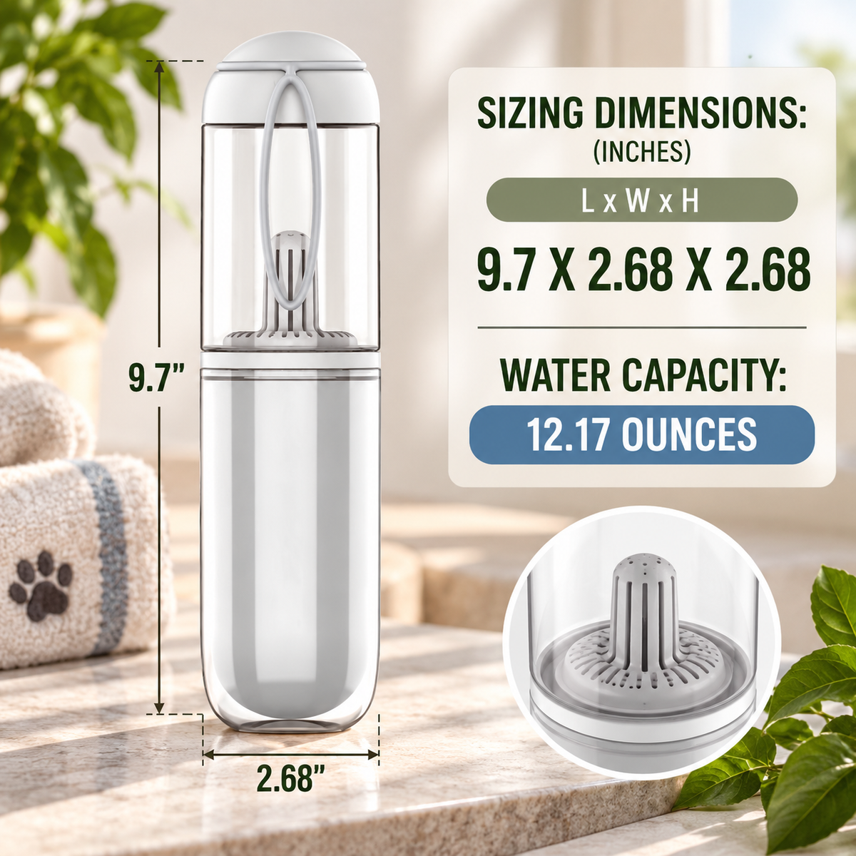 Portable Filtered Pet Water Bottle